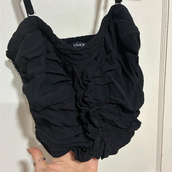 Abercrombie & Fitch Black Ruffled Camisole Crop Top Size M - Picture 2 of 4